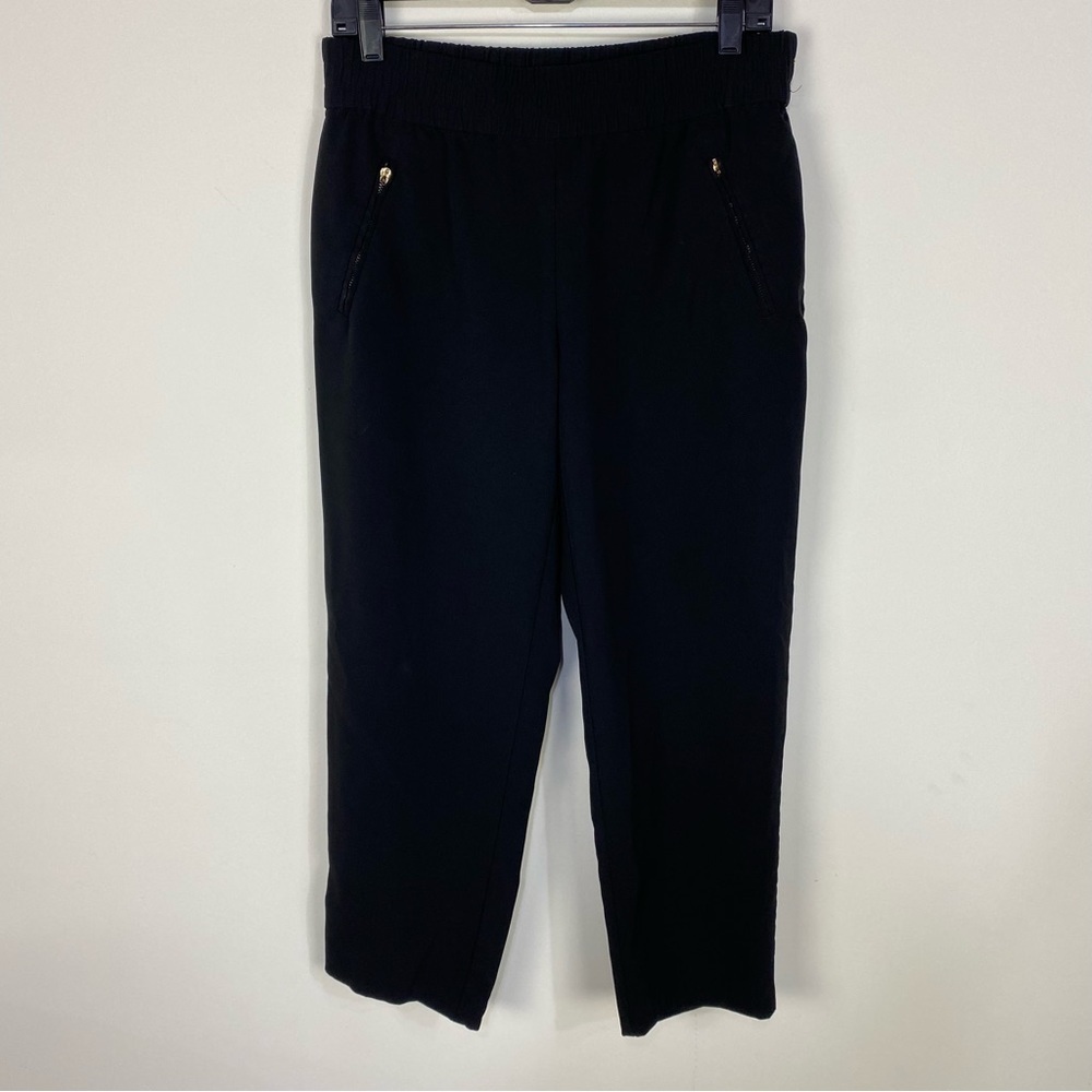 Chicos Black ankle tapered dress pants trousers zippers minimalist